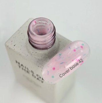 База для нігтів рожева з рожевим, бірюзовим та білим конфетті Nailsoftheday Cover base 42 confetti, 10 мл