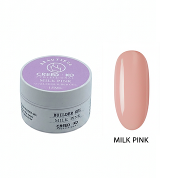 Гель для нігтів нюдовий Creed-KD Builder gel Milk Pink, 15 ml