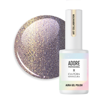 Гель-лак золотаво-бузковий скляне котяче око хамелеон Adore Aura A-03, 8 мл