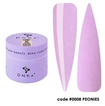 Гель будівельний ніжно-бузковий з шиммером DNKa Builder Gel #0008 Peonies, 15 мл