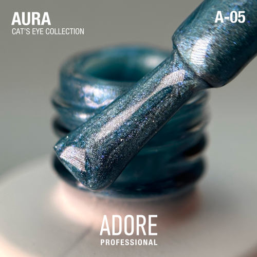 Гель-лак блакитний скляне котяче око хамелеон Adore Aura A-05, 8 мл