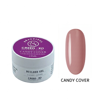 Гель для нігтів насичений бежево-рожевий Creed-KD Builder gel Candy Cover, 15 ml
