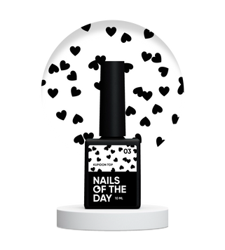 Топ з чорними серцями без липкого шару NAILSOFTHEDAY Kupidon top 03, 10 мл