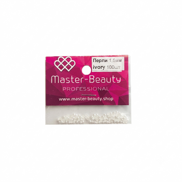 Перлини для декору нігтів 1,5 мм айворі половинки Ivorу (100 шт) Master-Beauty