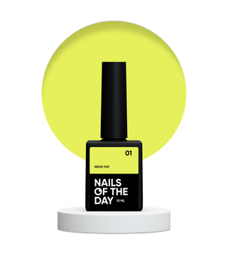 Топ неоновий жовтий без липкого шару NAILSOFTHEDAY Neon top 01, 10 мл