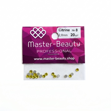 Стрази яскраво-жовті 2,8 мм 20шт Citrine  №8, Master-Beauty