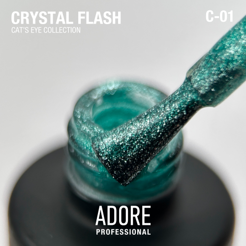 Гель-лак котяче око м'ятно-зелений світловідбивний Adore С-01, 8 мл