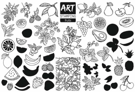 Пластина для стемпінгу фрукти Art Stamping fruits Міні