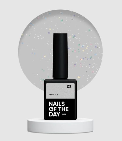 Топ з голографічним шиммером, без липкого шару NAILSOFTHEDAY Party top 03, 10 мл