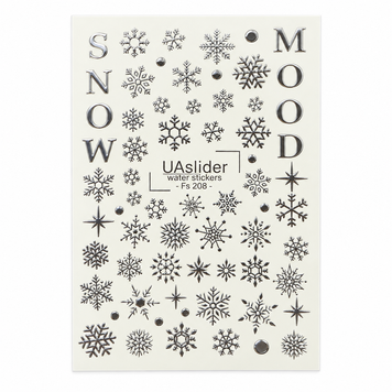 Слайдер для манікюру Сріблясті сніжинки та написи SNOW MOOD UA Slider FS-208