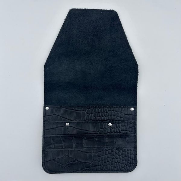 Чохол для манікюрних інструментів шкіряний (4 кишені), чорний 13644 фото Чохол для манікюрних інструментів шкіряний (4 кишені), чорний