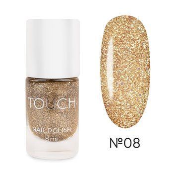 Декоративний лак прозорий із золотим шимером Touch Nail Polish №8, 8мл