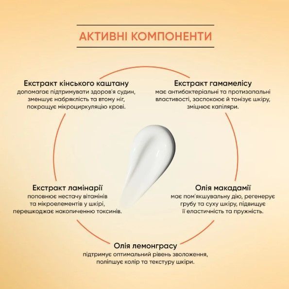 Тонізуючий бальзам для ніг з олією макадамії, екстрактами кінського каштана та гамамелісу Shelly, 100мл
