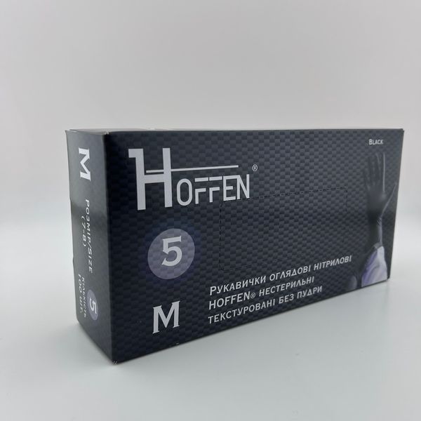 Рукавички нітрилові чорні міцні 5.0 М, НOFFEN 11797 фото Рукавички нітрилові чорні міцні 5.0 М, НOFFEN