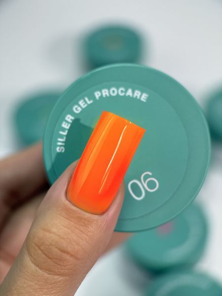 Гель для нігтів помаранчевий неон Siller Gel ProCare №06, 15 мл