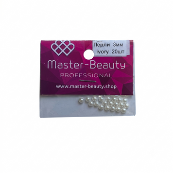 Перлини для декору нігтів 3 мм айворі половинки Ivorу (20 шт) Master-Beauty