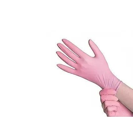 Рукавички нітрилові світло-рожеві S, 100 шт, HOFFEN