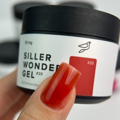 Гель для нарощування нігтів червоний напівпрозорий Siller Wonder Gel №20, 30 мл