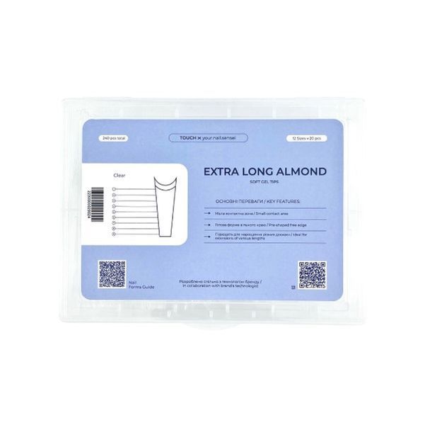 Тіпси для нарощення нігтів Extra long, Square, 240 шт