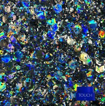 Гель з великими блакитно-галографік блискітками для дизайну Touch Glow gel №2, 5 мл