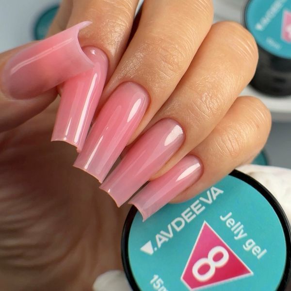 Гель желе для нігтів моделюючий яскраво-рожевий Avdeeva Jelly gel №8, 15 мл