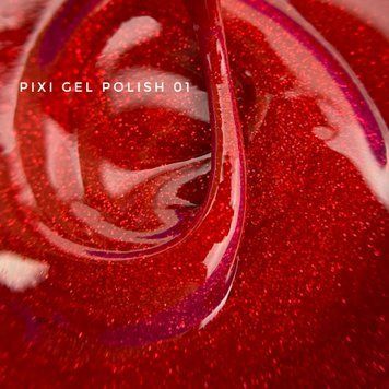 Гель-лак з блискітками яскраво-червоний Touch Gel Polish Pixi №1, 9мл
