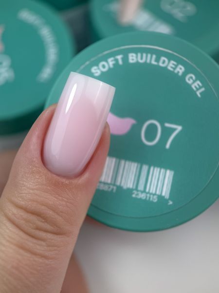 Гель для нарощування нігтів кремово-рожевий напівпрозорий Siller Soft Builder Gel №07, 30 мл
