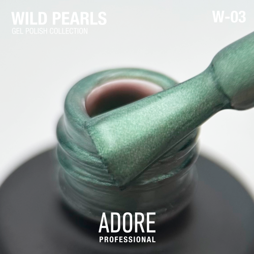 Гель-лак перламутровий м'ятно-зелений Adore Wild Pearls W-03, 8 мл