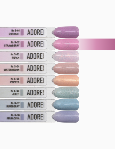 Гель-лак з шимером рожевий Adore S-02 strawberry, 12 мл