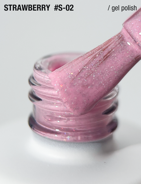 Гель-лак з шимером рожевий Adore S-02 strawberry, 12 мл