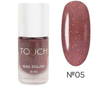 Декоративний лак коричневий з блискітками Touch Nail Polish 05, 8мл