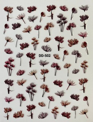 Слайдер для нігтів на прозорій основі "Тендітні квіти" DD-502