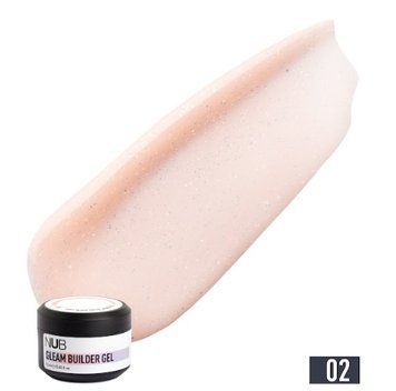 Гель світло-персиковий для моделювання з пластівцями юккі  NUB Gleam Builder Gel 02, 12 мл