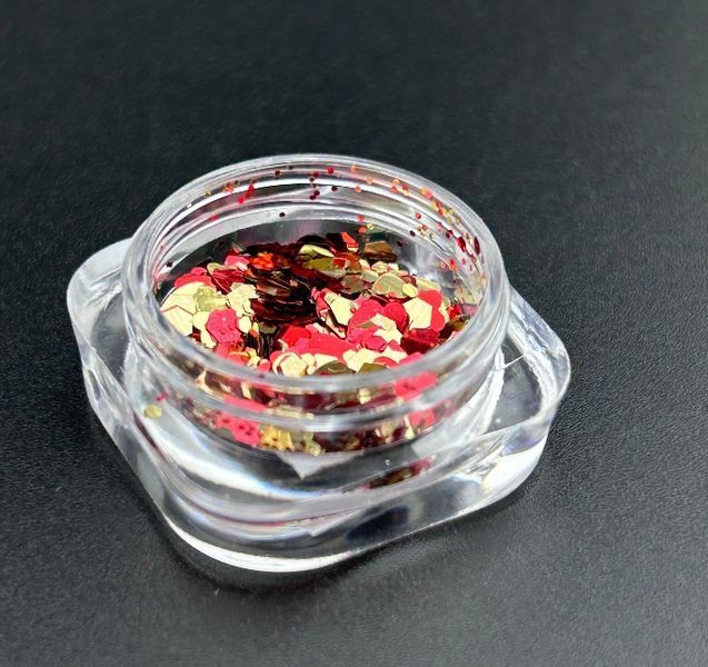 Каміфубукі Сердечка і Шестигранники (червоні, золоті) KSr-27 mix