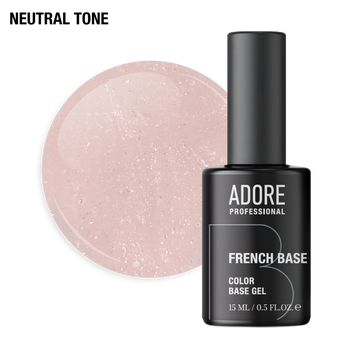 База молочно-рожева з шимером French Base Adore №33, 15 мл