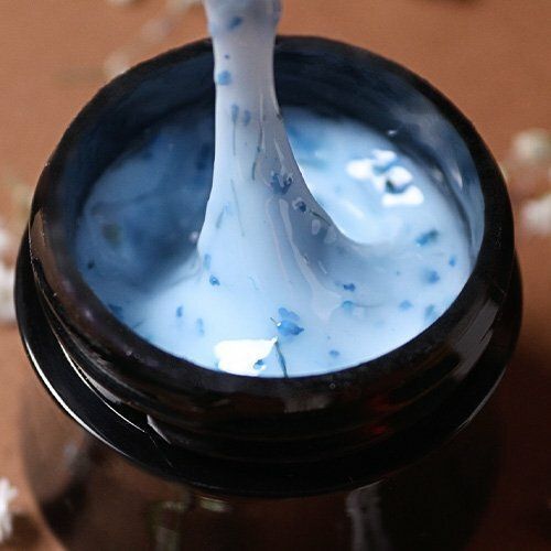 Гель для нігтів моделюючий молочний з блакитними сухоцвітами Avdeeva Milky Flower №1, 15 мл