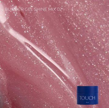 Гель для нігтів ніжно-рожевий зі срібним шимером Touch Builder gel Shine Mix №2, 15 мл