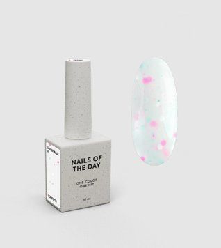 База для нігтів молочна з рожевим, бірюзовим та білим конфетті Nailsoftheday Cover base 41 confetti, 10 мл