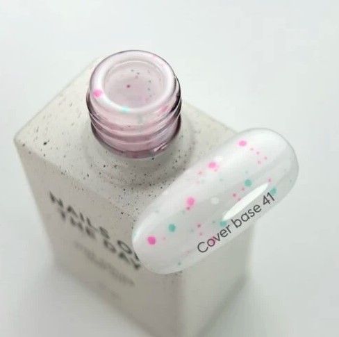 База для нігтів молочна з рожевим, бірюзовим та білим конфетті Nailsoftheday Cover base 41 confetti, 10 мл