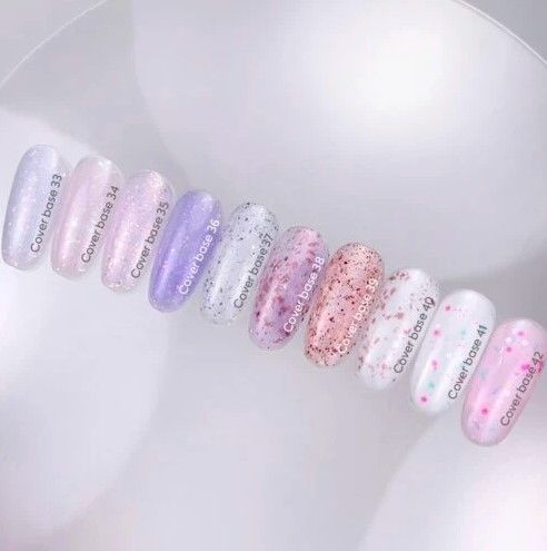 База для нігтів молочна з рожевим, бірюзовим та білим конфетті Nailsoftheday Cover base 41 confetti, 10 мл