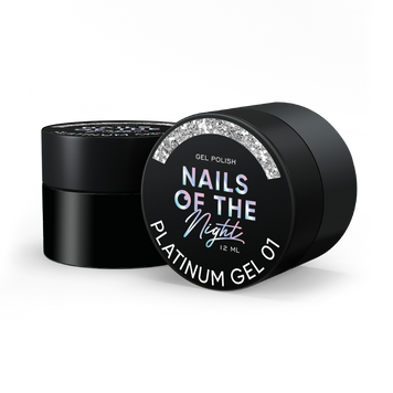 Гель срібний зі щільною поталью NAILSOFTHENIGHT Platinum №01, 12 мл