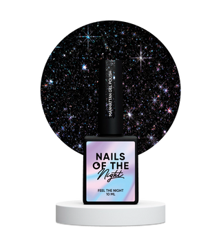 Гель-лак світловідбивний чорний з голографік NAILSOFTHENIGHT Manhattan, 10 мл