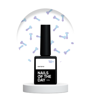 Топ 18+ з голографічним артом глянцевий без липкого шару NAILSOFTHEDAY FUN! №01,10 мл