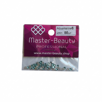 Стрази бірюзові 2 мм 50шт Aquamarine №6, Master-Beauty
