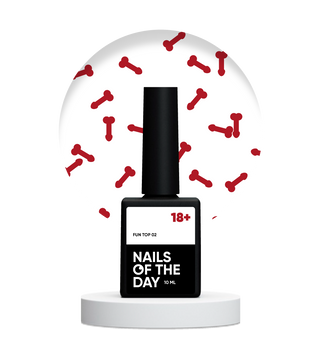 Топ 18+ з червоним артом глянцевий без липкого шару NAILSOFTHEDAY FUN! №02,10 мл